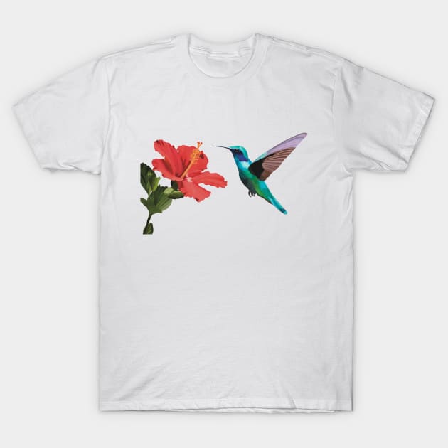 Flying Humming Bird Hibiscus flower T-Shirt by Suneldesigns